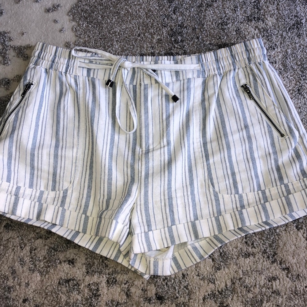Blue and white striped shorts